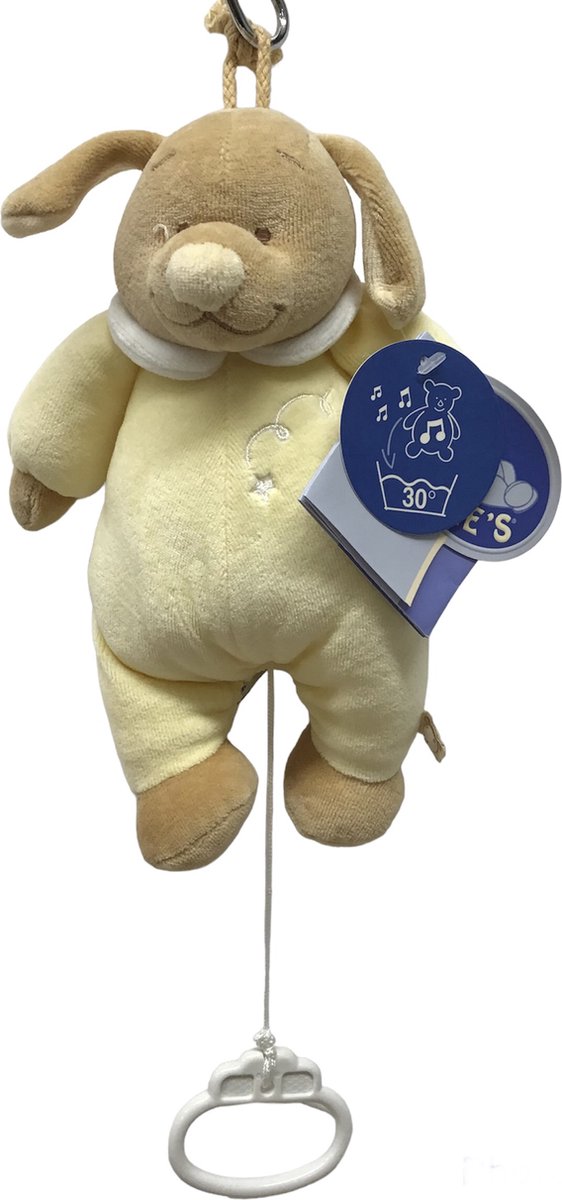 Noukies muziekdoos Beer Edgar geel lengte 22 cm